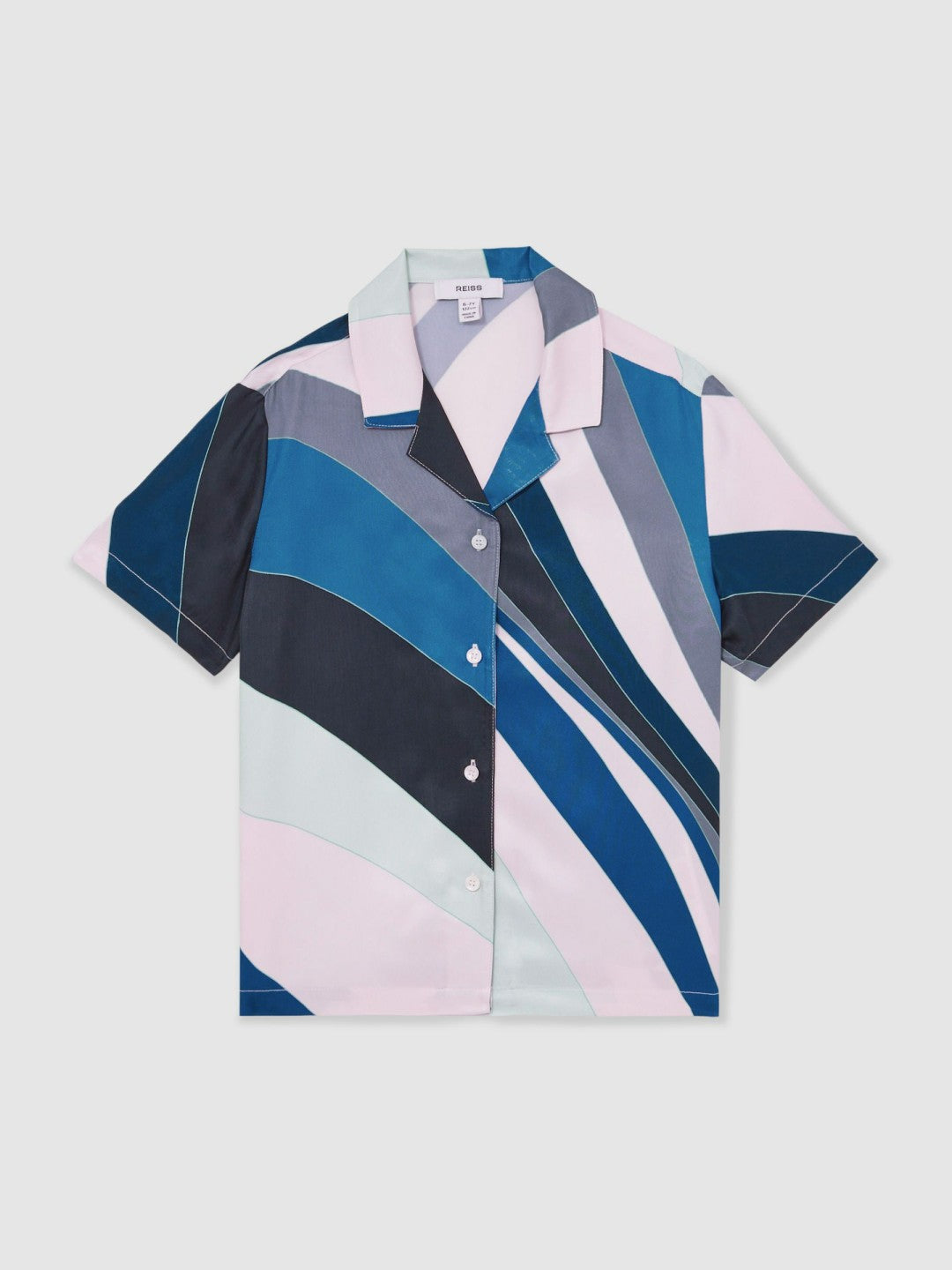 Reiss Popular Choice - 9-13 yrs Printed Cuban Collar Shirt in Blue Print