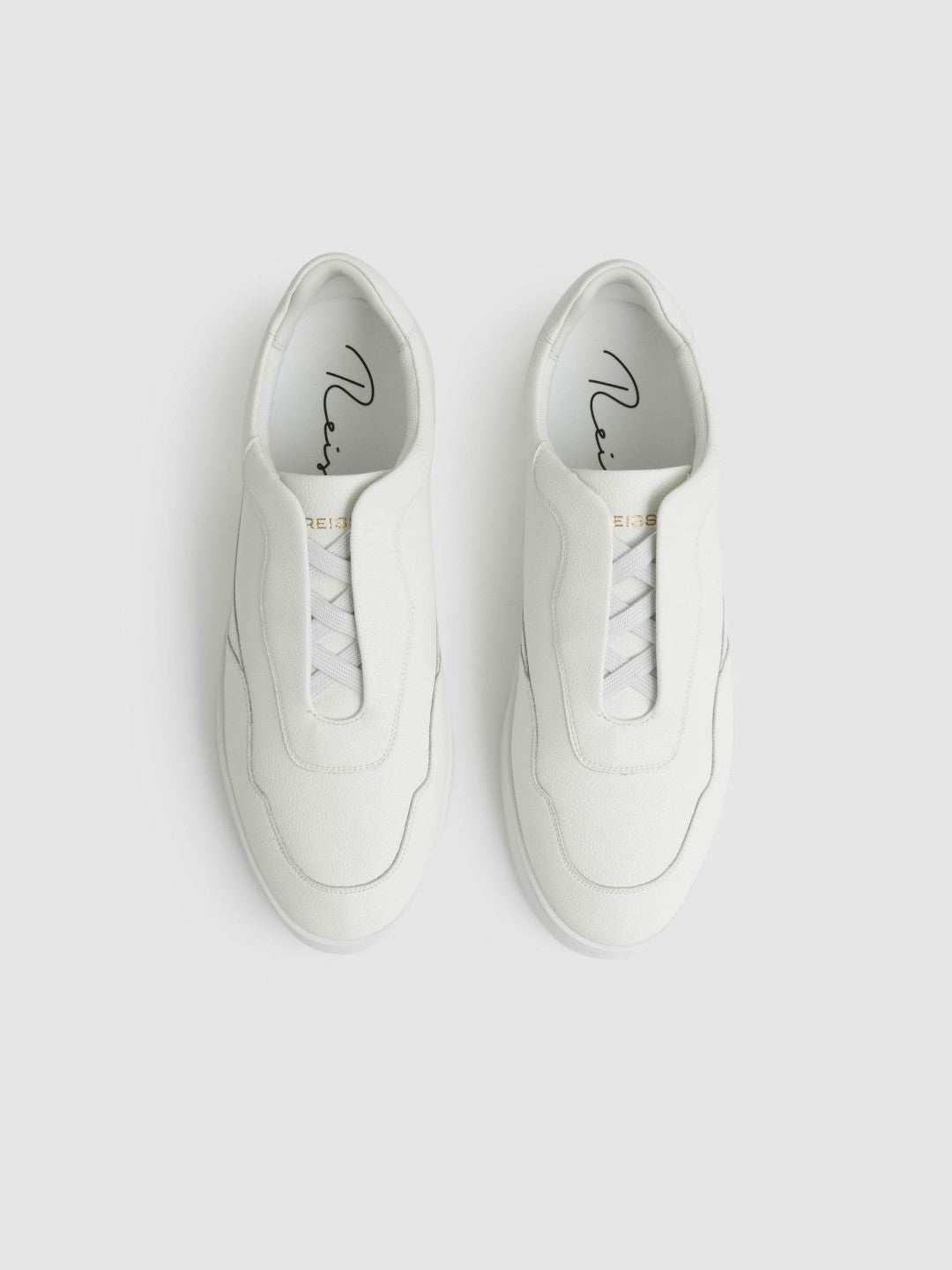 Reiss Affordable - Leather Elasticated-Lace Trainers in White