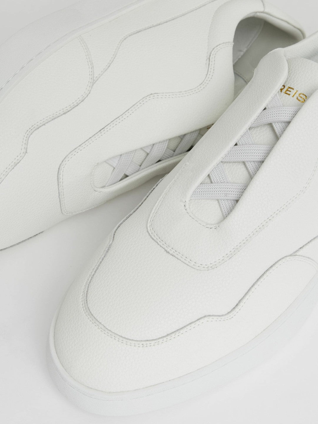 Reiss Affordable - Leather Elasticated-Lace Trainers in White