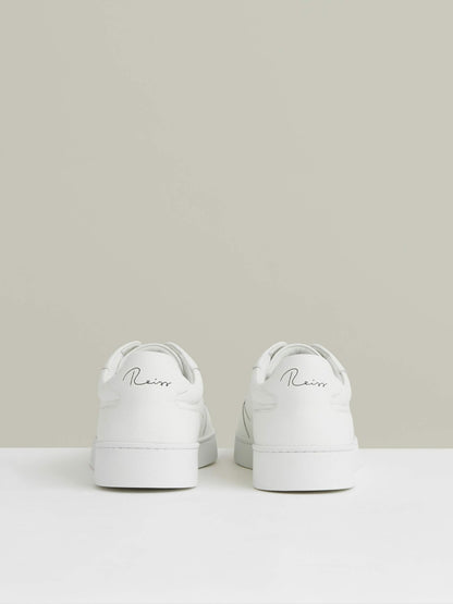 Reiss Affordable - Leather Elasticated-Lace Trainers in White