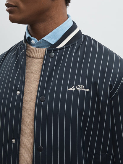 Reiss Best Seller - Les Deux Technical Varsity Jacket in Navy Stripe