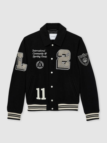Reiss Popular Choice - Les Deux Wool-Blend Varsity Jacket in Black