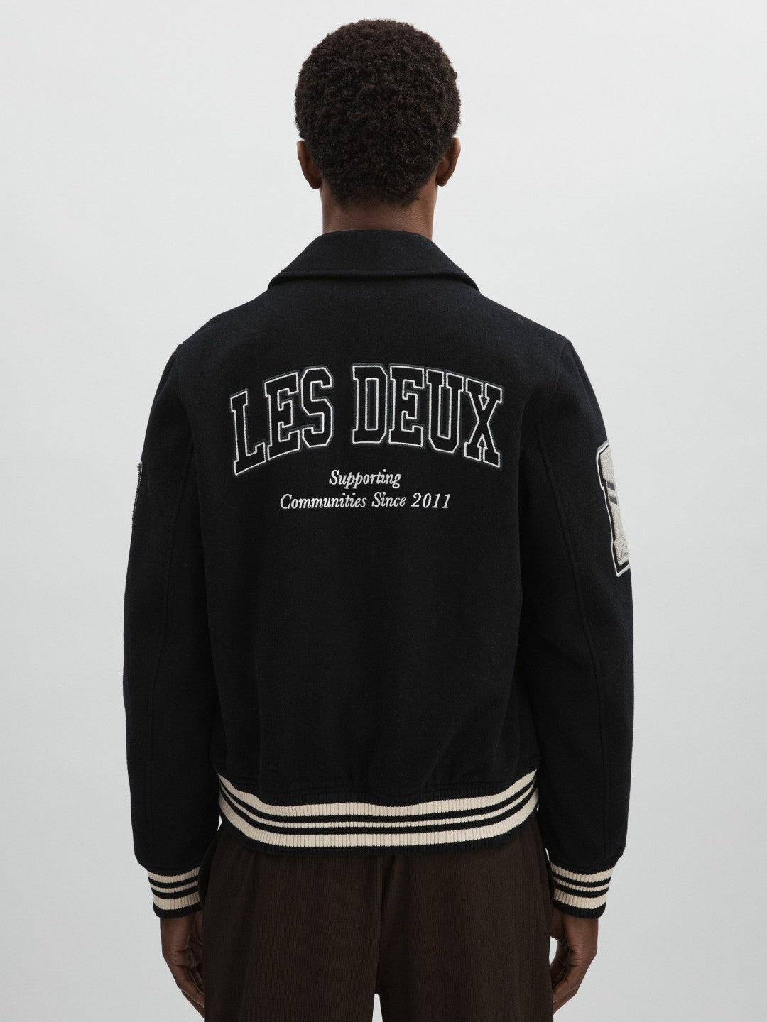 Reiss Popular Choice - Les Deux Wool-Blend Varsity Jacket in Black