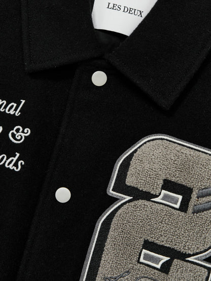 Reiss Popular Choice - Les Deux Wool-Blend Varsity Jacket in Black