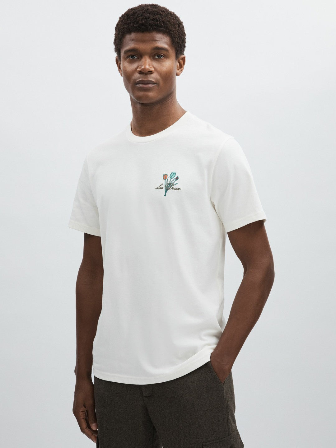 Reiss Best Seller - Les Deux 100% Cotton Café Print T-Shirt in Ivory Print
