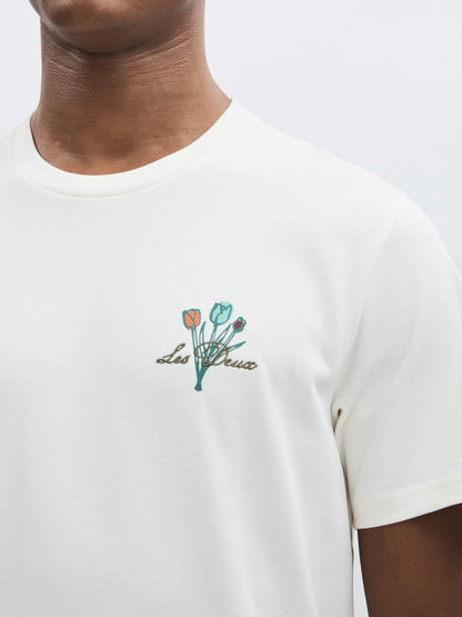 Reiss Best Seller - Les Deux 100% Cotton Café Print T-Shirt in Ivory Print