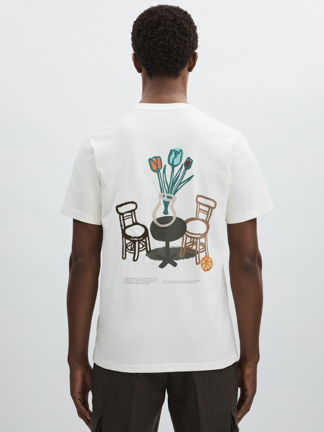 Reiss Best Seller - Les Deux 100% Cotton Café Print T-Shirt in Ivory Print