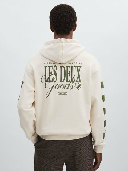 Reiss Popular Choice - Les Deux 100% Cotton Goods Print Hoodie in Ivory/Green