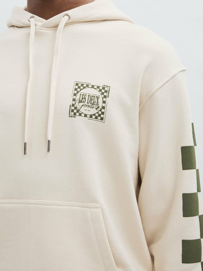 Reiss Popular Choice - Les Deux 100% Cotton Goods Print Hoodie in Ivory/Green