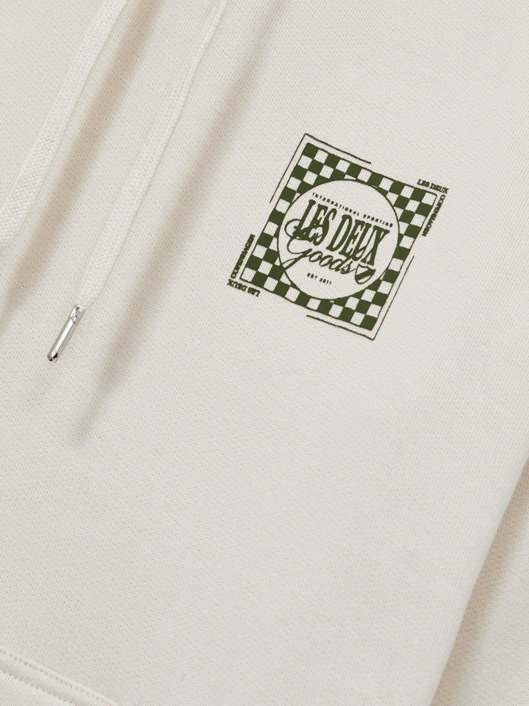 Reiss Popular Choice - Les Deux 100% Cotton Goods Print Hoodie in Ivory/Green