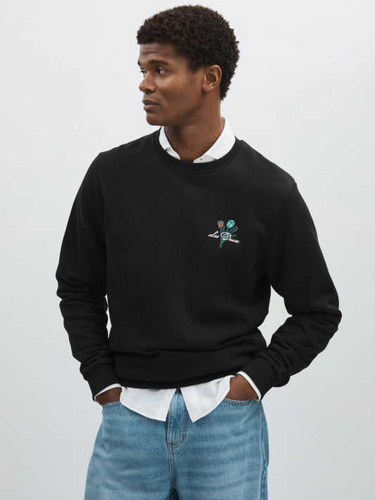 Reiss Best Seller - Les Deux Cotton Café Sweatshirt in Black Print