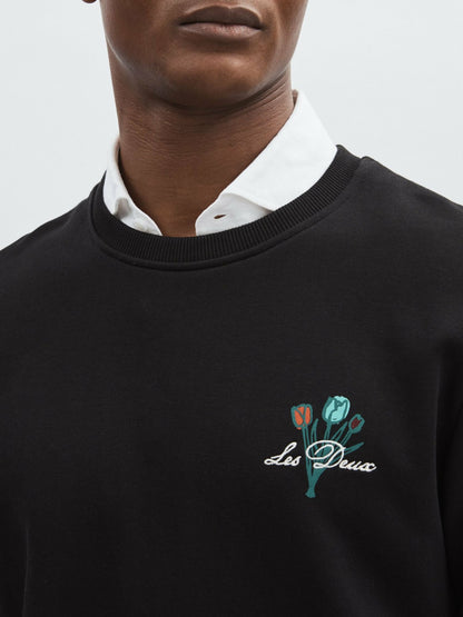 Reiss Best Seller - Les Deux Cotton Café Sweatshirt in Black Print