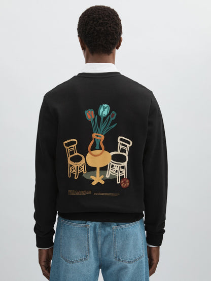 Reiss Best Seller - Les Deux Cotton Café Sweatshirt in Black Print