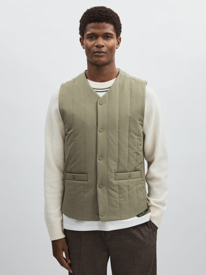 Reiss Sale - Les Deux Quilted Technical Gilet in Green