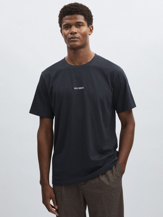 Reiss Popular Choice - Les Deux Cotton Logo T-Shirt in Navy Blue