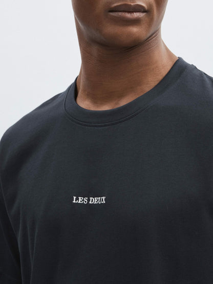 Reiss Popular Choice - Les Deux Cotton Logo T-Shirt in Navy Blue