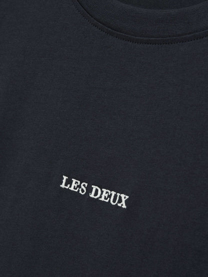 Reiss Popular Choice - Les Deux Cotton Logo T-Shirt in Navy Blue
