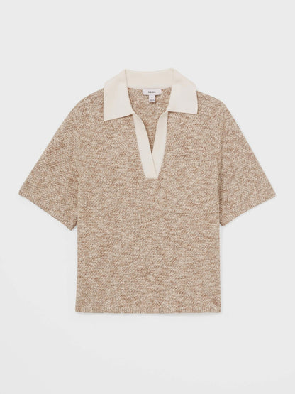 Reiss Cotton-Blend Knit Polo Shirt in Neutral