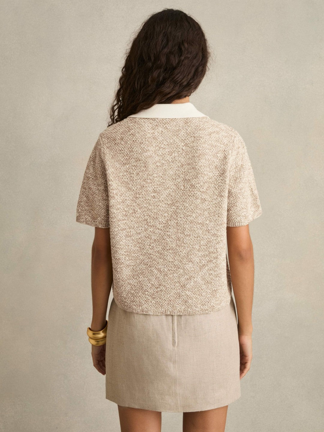 Reiss Cotton-Blend Knit Polo Shirt in Neutral