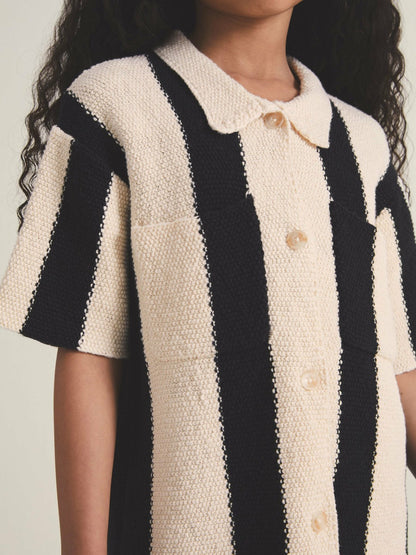 Reiss Affordable - 9-13 yrs  | Les 100 Ciels Stripe Knit Shirt in Black