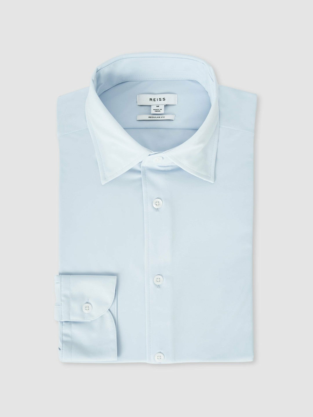 Reiss Long-Sleeve Travel Shirt in Soft Blue