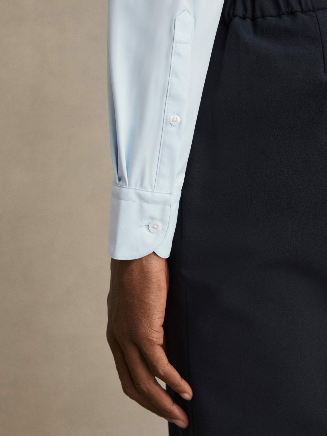 Reiss Long-Sleeve Travel Shirt in Soft Blue