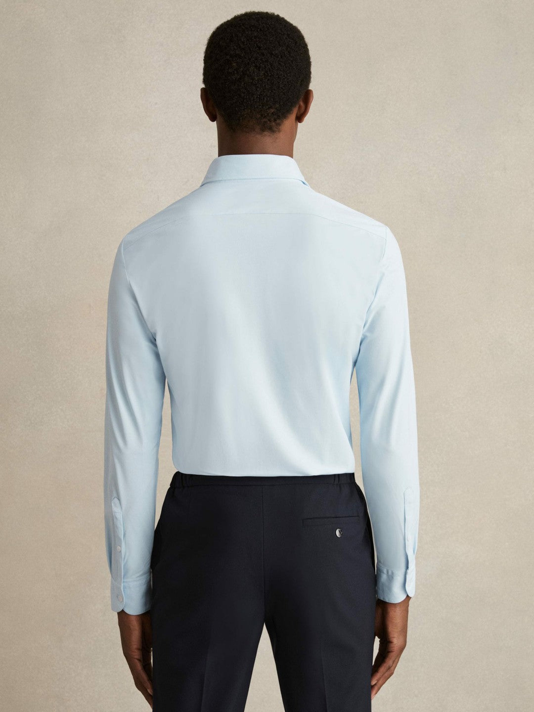 Reiss Long-Sleeve Travel Shirt in Soft Blue