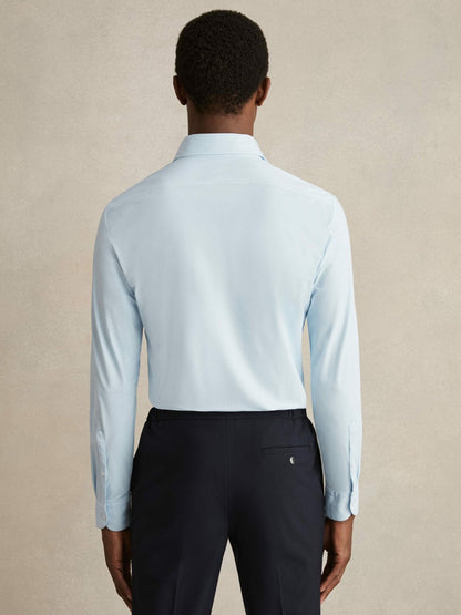 Reiss Long-Sleeve Travel Shirt in Soft Blue