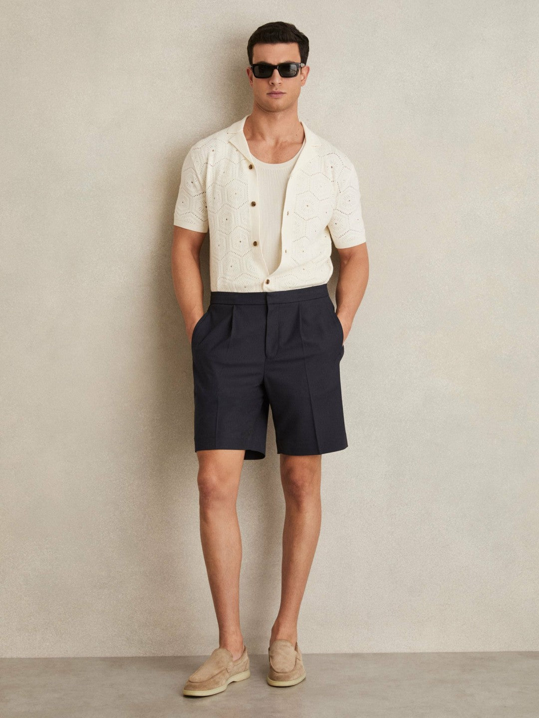 Reiss Popular Choice - Relaxed Drawstring Shorts in Navy