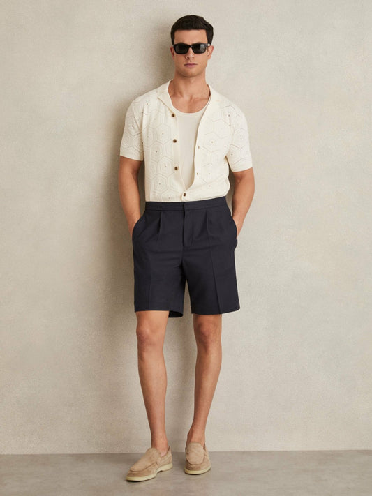Reiss Popular Choice - Relaxed Drawstring Shorts in Navy