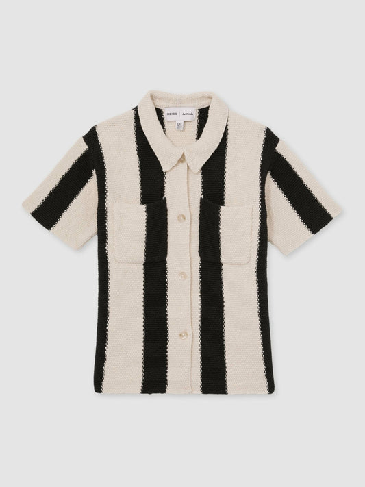Reiss Featured - 13-14 yrs  | Les 100 Ciels Stripe Knit Shirt in Black