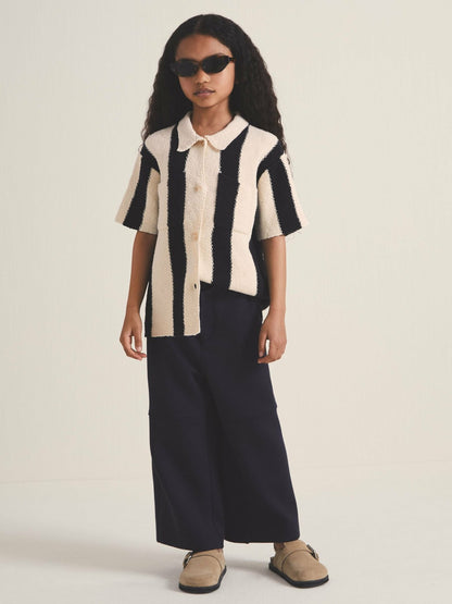 Reiss Featured - 13-14 yrs  | Les 100 Ciels Stripe Knit Shirt in Black