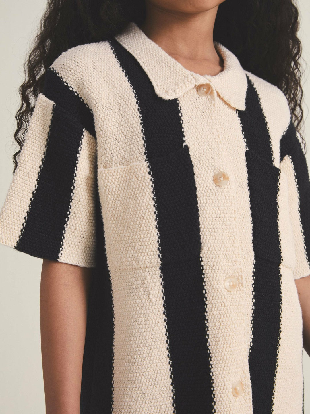 Reiss Featured - 13-14 yrs  | Les 100 Ciels Stripe Knit Shirt in Black