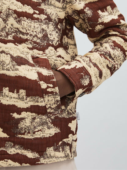 Reiss Sale - Les Deux Woven Ruins Overshirt in Red/Cream