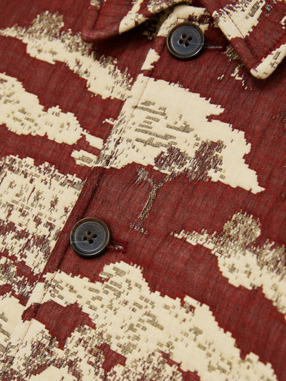 Reiss Sale - Les Deux Woven Ruins Overshirt in Red/Cream