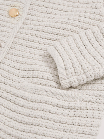 Reiss Offer - Paige Textured-Knit Cardigan in Ivory