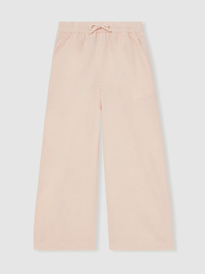 Reiss Affordable - Cotton-Linen Drawstring Trousers in Pink