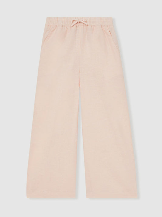 Reiss Affordable - Cotton-Linen Drawstring Trousers in Pink
