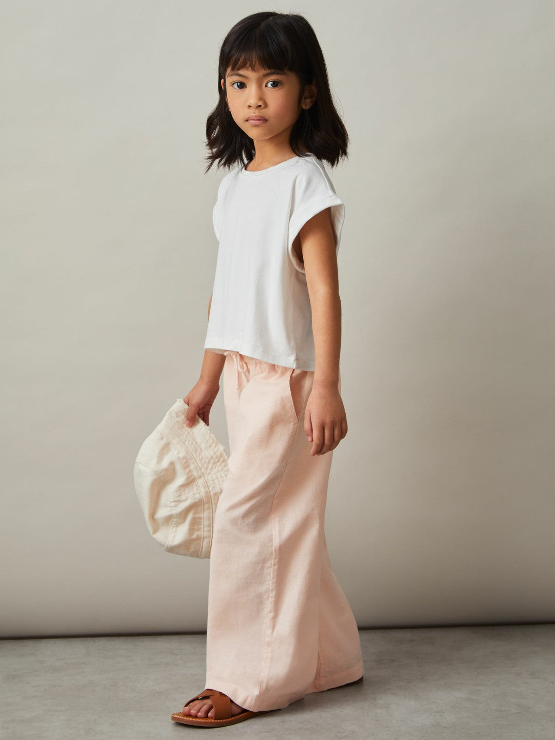 Reiss Affordable - Cotton-Linen Drawstring Trousers in Pink
