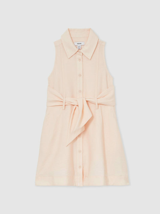 Reiss Deal - 13-14 yrs Tie-Waist Collared Dress in Pink