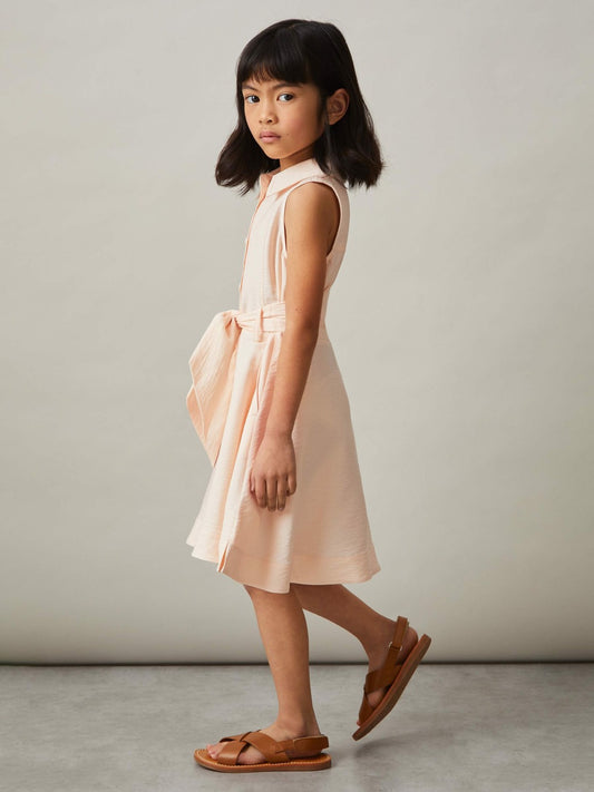 Reiss Value - 4-9 yrs Tie-Waist Collared Dress in Pink