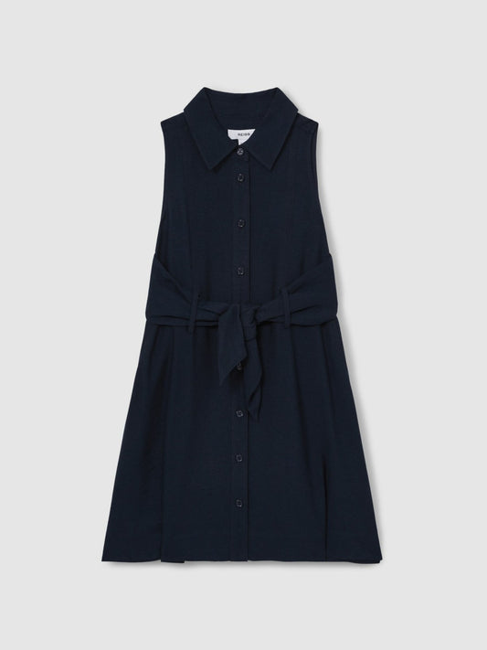 Reiss Savings - 13-14 yrs Tie-Waist Collared Dress in Blue