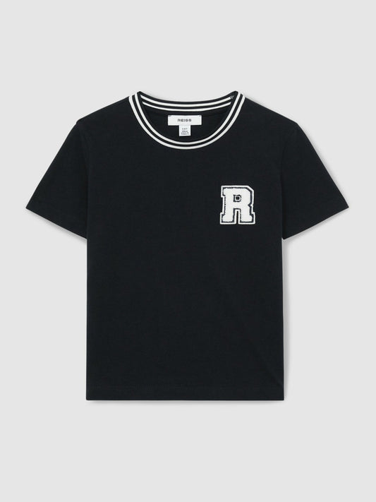 Reiss Offer - 13-14 yrs Cotton Letter Patch T-Shirt in Navy