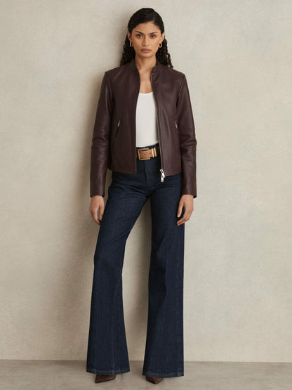 Reiss Affordable - Paige Petite Wide-Leg Jeans in Dark Edinburgh Blue