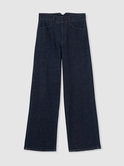 Reiss Affordable - Paige Petite Wide-Leg Jeans in Dark Edinburgh Blue