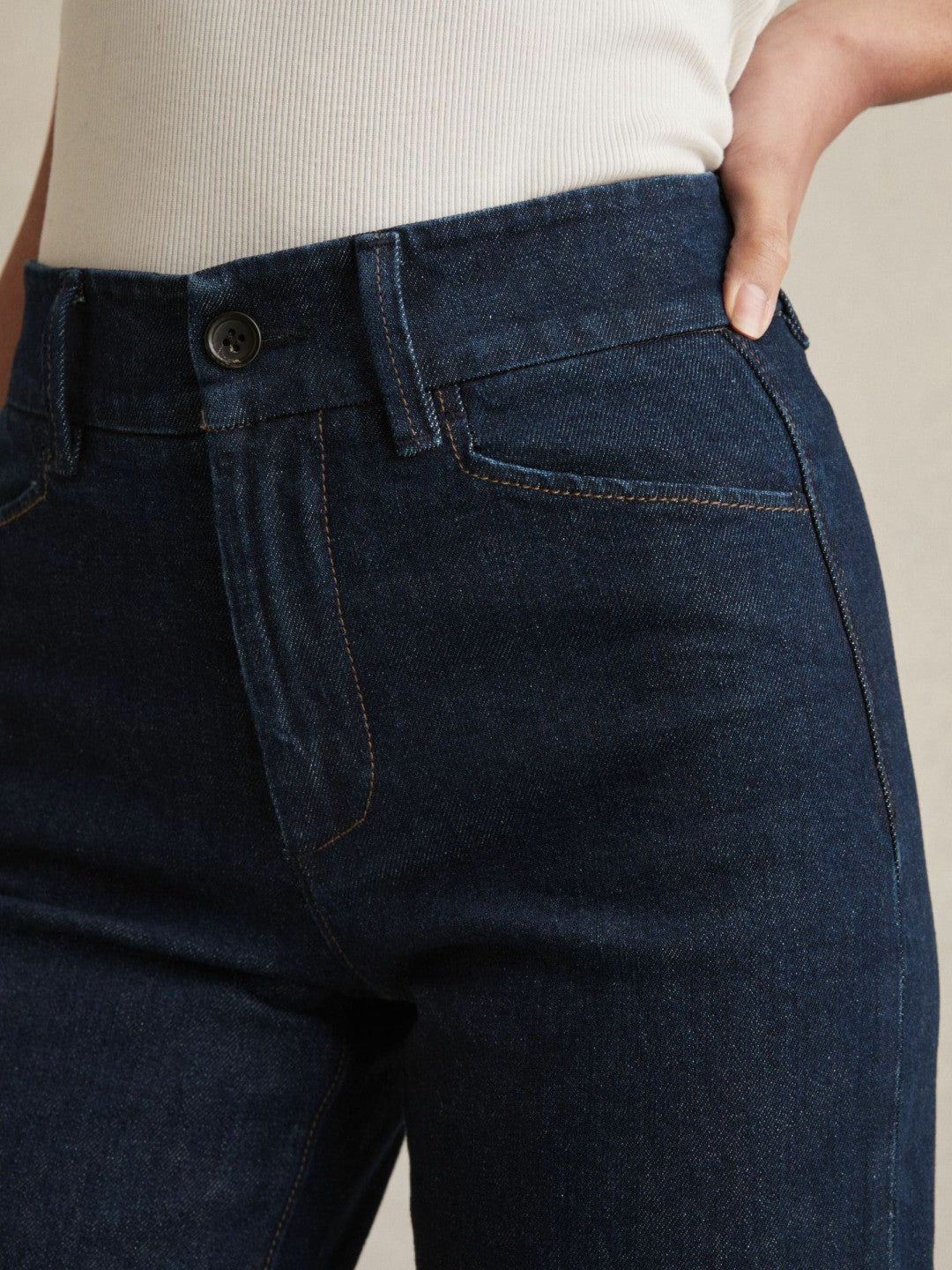 Reiss Affordable - Paige Petite Wide-Leg Jeans in Dark Edinburgh Blue