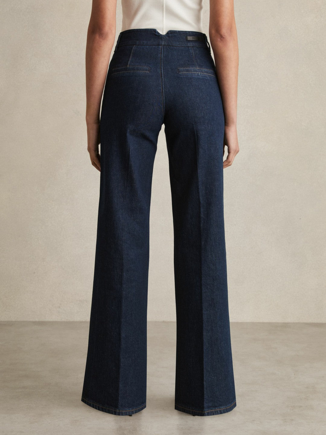 Reiss Affordable - Paige Petite Wide-Leg Jeans in Dark Edinburgh Blue