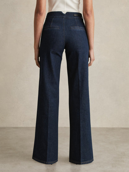 Reiss Affordable - Paige Petite Wide-Leg Jeans in Dark Edinburgh Blue