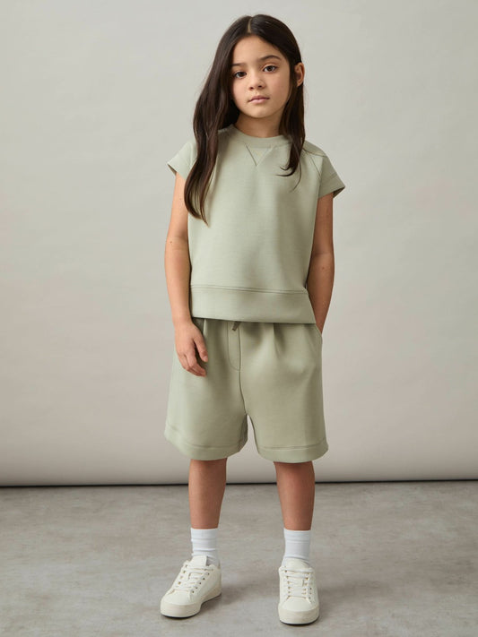 Reiss Affordable - 4-9 yrs Modal-Blend Sweatshirt And Shorts Set in Sage