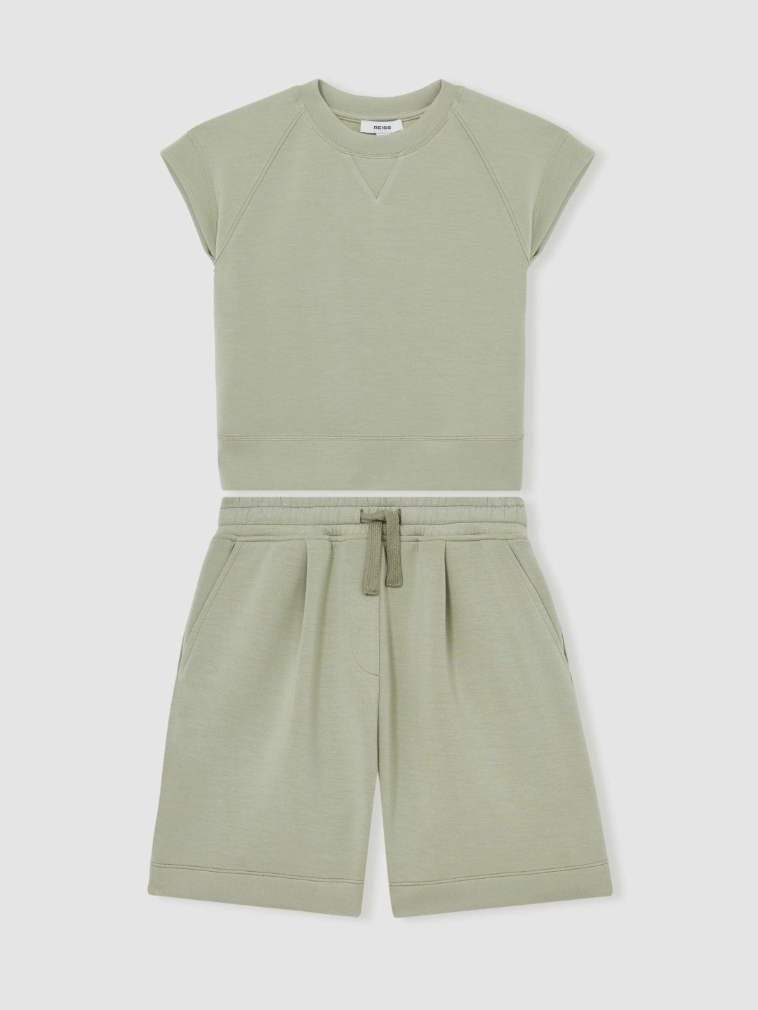 Reiss 4-9 yrs Modal-Blend Sweatshirt And Shorts Set in Sage